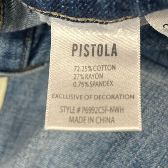 Pistola Monroe Straight Leg Cropped Cigarette Jeans Side Stripe Medium Wash - Picture 11 of 12